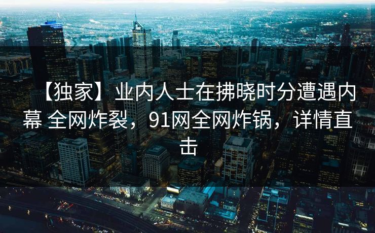 【独家】业内人士在拂晓时分遭遇内幕 全网炸裂，91网全网炸锅，详情直击