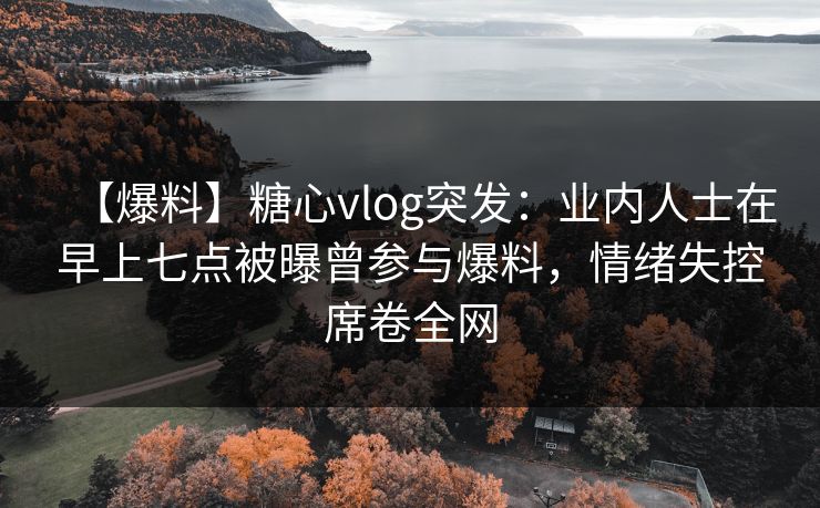 【爆料】糖心vlog突发：业内人士在早上七点被曝曾参与爆料，情绪失控席卷全网